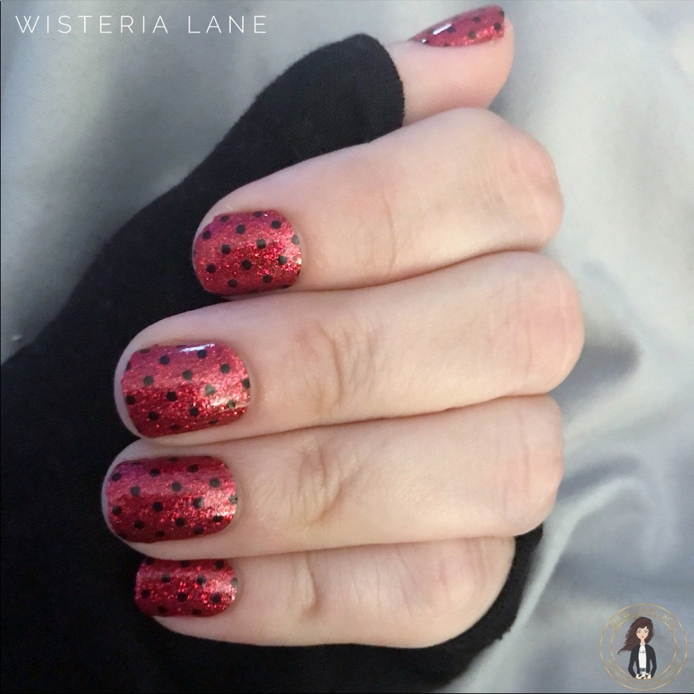 *Rare, HTF* Color Street: Wisteria Lane | Red Black Polka Dot Glitter Preppy